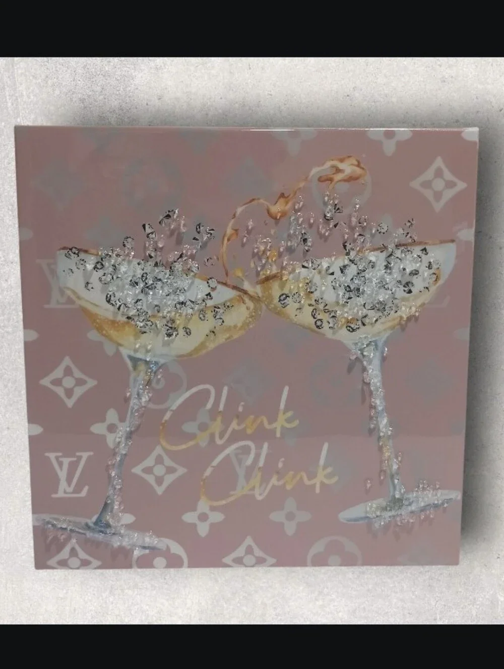 Luxury Champagne Glass Canvas 3D Wall Art Decor Clink